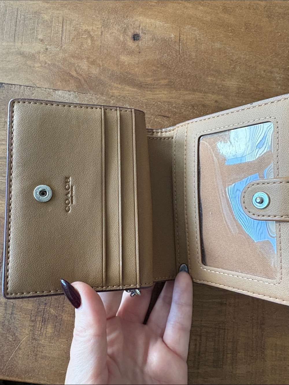 Coach Cream Leather Wallet with Pink Flamingo Print - Picture 5 of 8